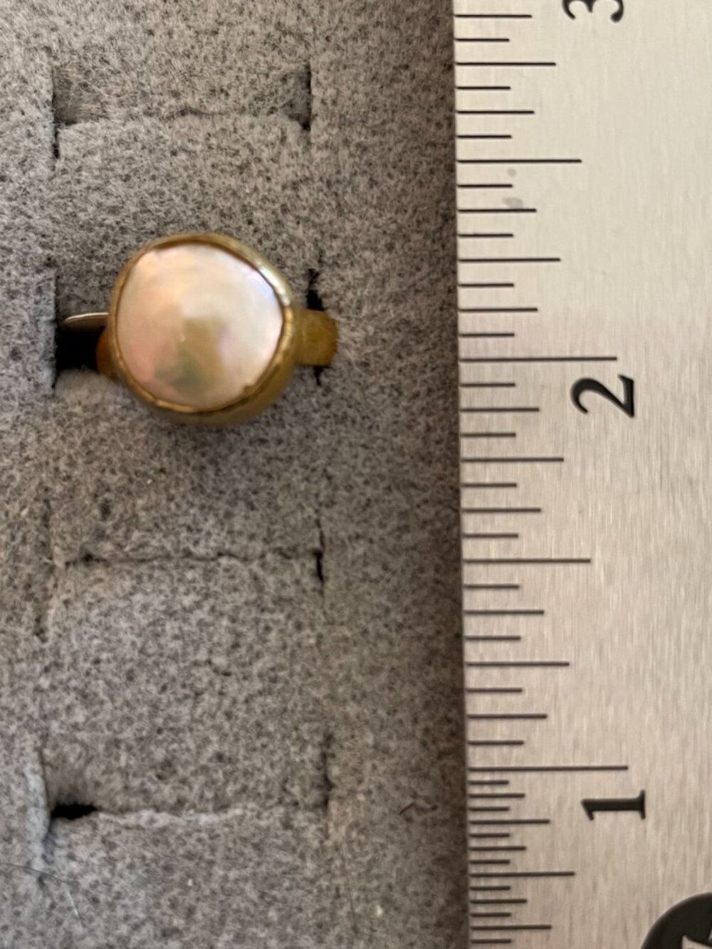 NWT Vintage Ring Brass Antique Pearl Sz 4 Handmade Retro Anthropologie Retro $48